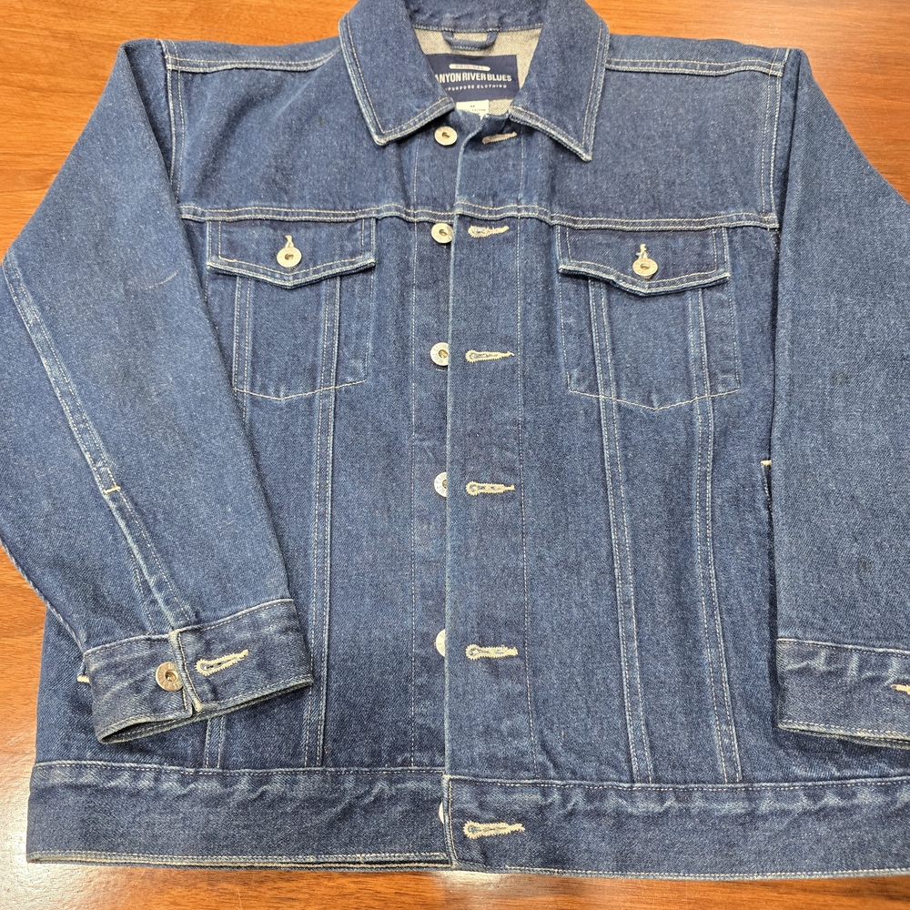 Canyon River Blues Denim Trucker Jacket -‎ Men's Medium - 90s/Y2K Vintage